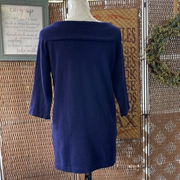 Belford Cashmere Blue Vintage Boatneck or Cowl Collar Sweater - Picture 11 of 12